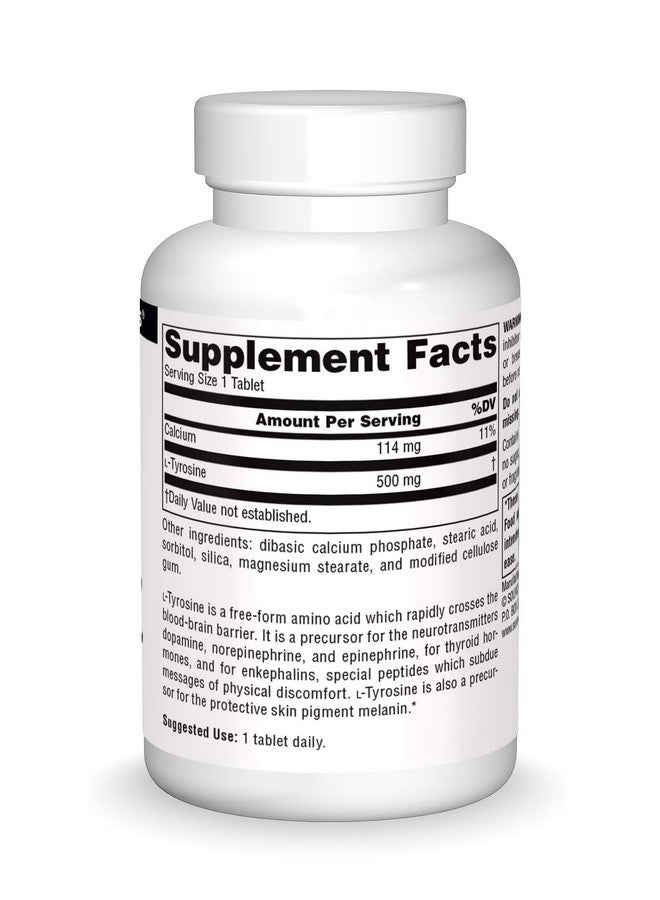 Source Naturals Ltyrosine Free Form Amino Acid Supplement 50 Tablets - Image 3