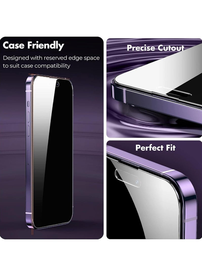 Rock Pow - (2 Pack) Case Privacy Screen Protector for iPhone 15 2023 9H Anti Spy Dark Tempered Glass Screen Film Guard for iPhone 15 6.1 Inch 2023 Case Friendly Bubble Free - Image 1