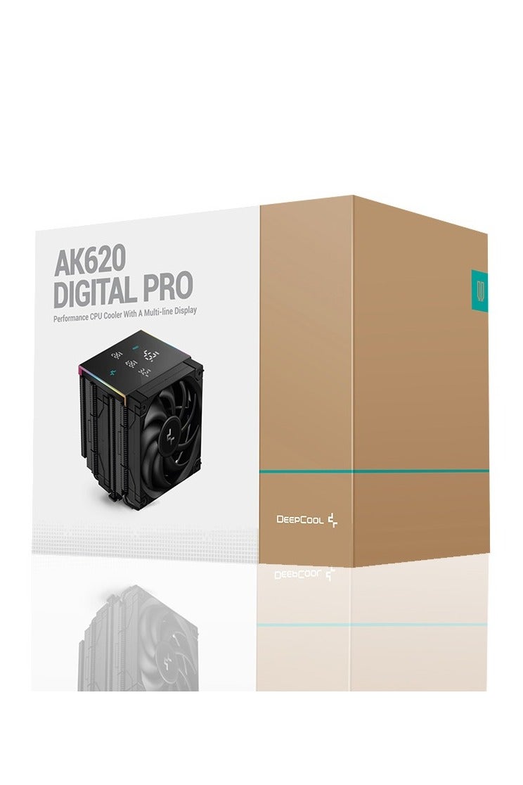 DEEPCOOL AK620 Digital Pro CPU Air Cooler with Multi-Line Digital Display, Core Touch Technology 2.0, 6 Copper Heat Pipes, Dual-Tower Heatsink, FT12 SE Fluid Dynamic Bearing Fans, ARGB Lighting, Compatible with Intel & AMD Sockets, Black | R-AK620-BKAPMN-G  - Image 1