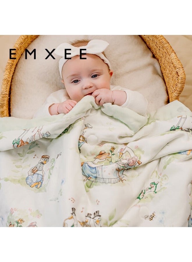 Emxee Baby Blanket, Bamboo Silk Gauze, Infant Quilt, All-season Air Conditioning Blanket, Goose Tea, 110*140cm - Image 1