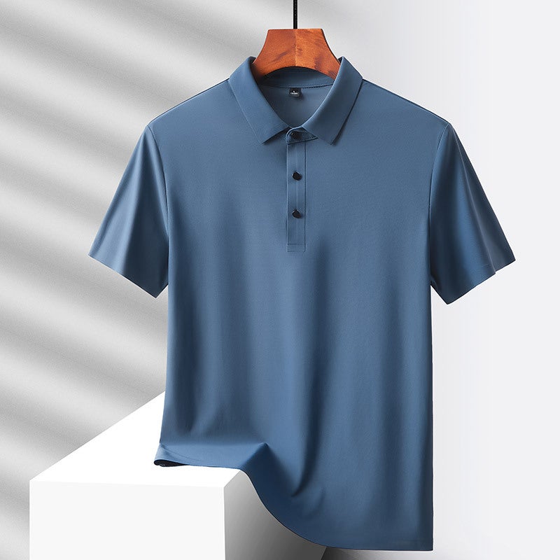 Explosions Nylon Fabric Dad Summer Middle-Aged Men'S Short-Sleeved T-Shirt Summer Ice Silk Quick-Drying Middle-Aged And Elderly Loose - Image 1