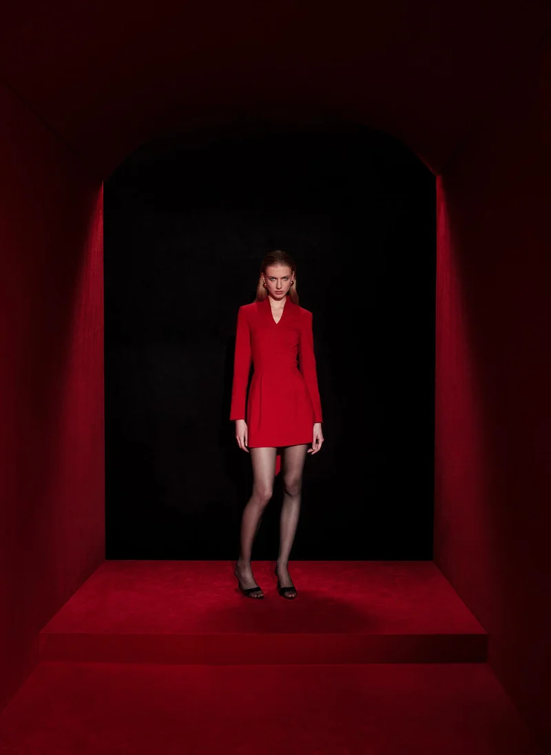 Lichi Fitted mini dress with a voluminous bow at the back