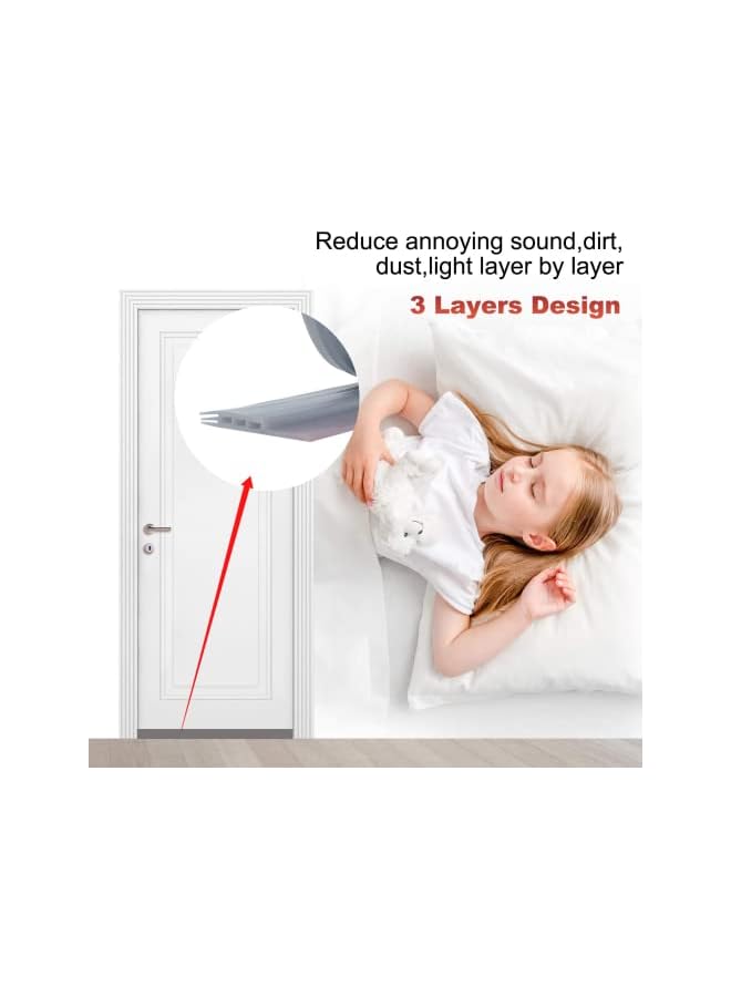 The Bros Door Draft Stopper, Under Door Draft Blocker Door Seal, Adjustable Door Sweeps Adhesive Waterproof Soundproof Bottom Seal Strip Stopper Weather Stripping for Exterior Interior Doors (Grey) - Image 3