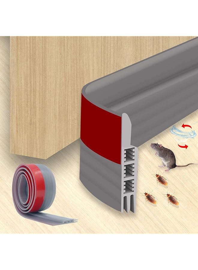 The Bros Door Draft Stopper, Under Door Draft Blocker Door Seal, Adjustable Door Sweeps Adhesive Waterproof Soundproof Bottom Seal Strip Stopper Weather Stripping for Exterior Interior Doors (Grey) - Image 1