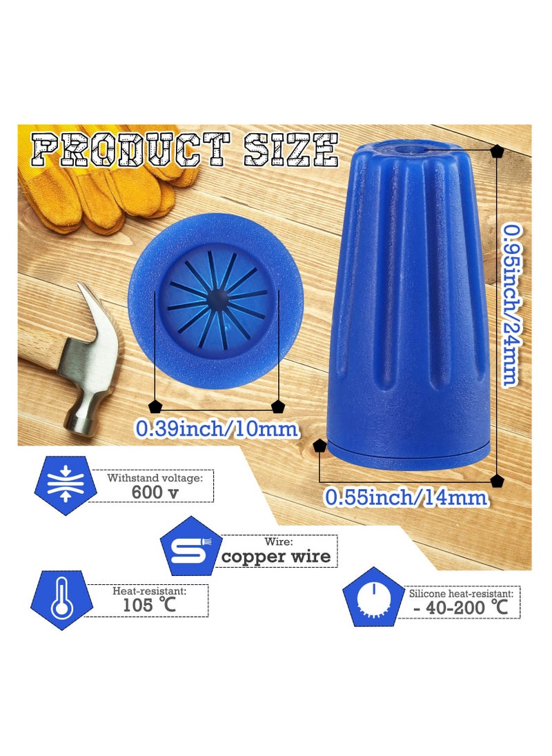 KASTWAVE - 100 Pcs Waterproof Wire Outdoor Splice Terminal Electrical Connectors 22AWG-12AWG Cable Wire Landscape Connectors Wet Location Available for Building Application Connect(Blue) - Image 1