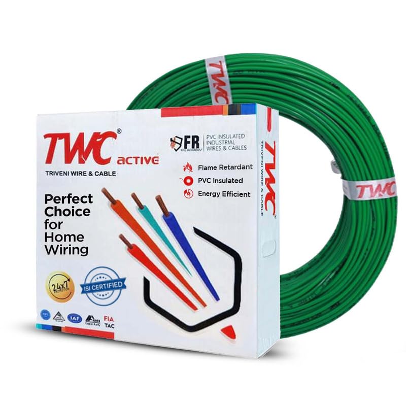 TWC سلك كهربائي مفرد نشط TWC أخضر 45 متر 075 مم² معزول بـ PVC سلك نحاسي كهربائي للاتصال المنزلي والصناعي مقاوم للنيران - Image 1