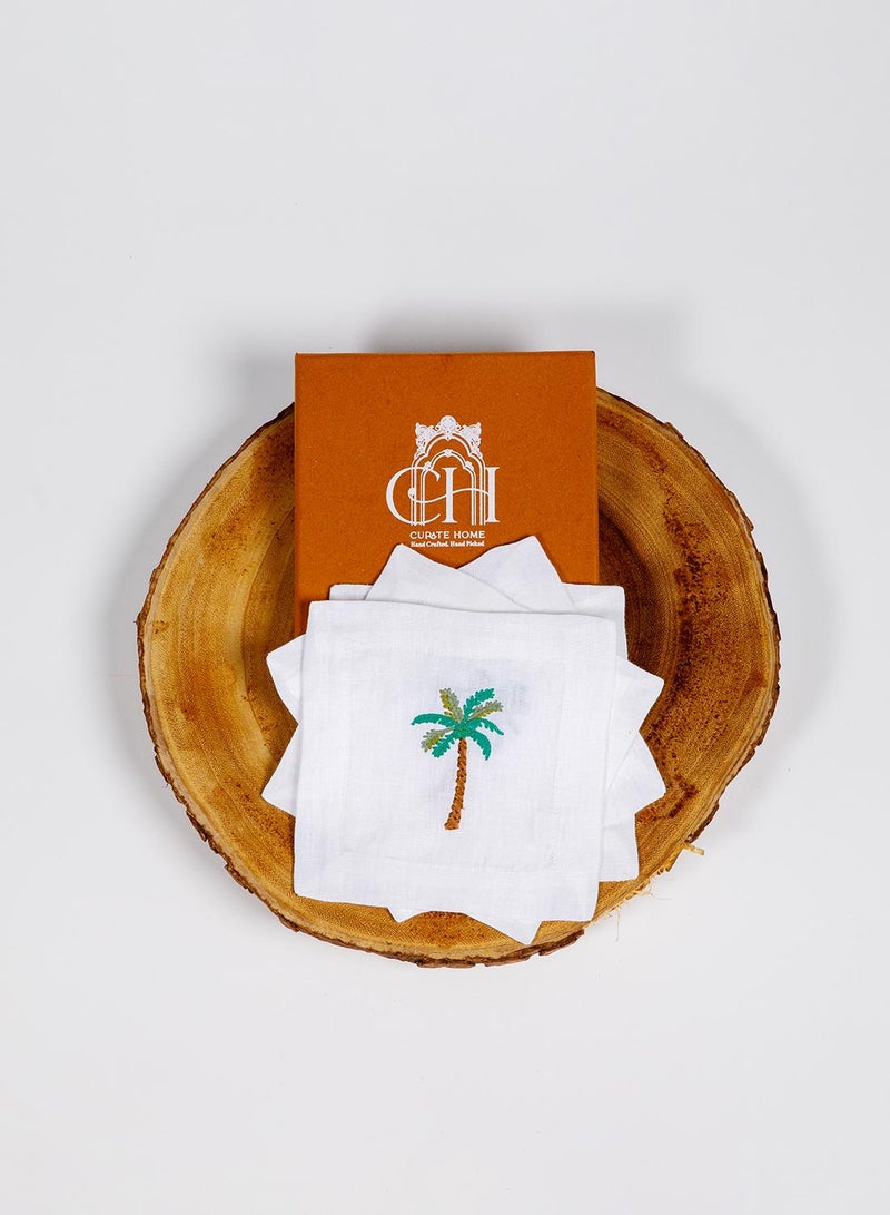Curate Home Palm cocktail Linen Napkin (Set of 4)  - Image 1