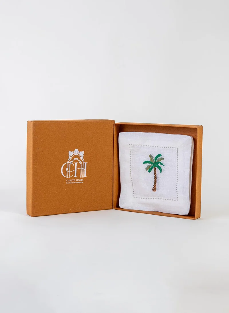Curate Home Palm cocktail Linen Napkin (Set of 4)