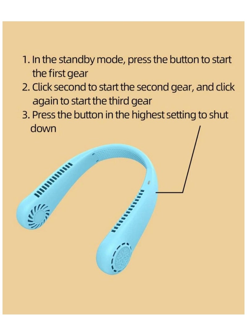 Neck Fan, 5000mAh Bladeless Fan, 360 Degree Cooling Wearable Personal Fan, Rechargeable Hands-Free Neck Fan with 3 Speeds, Outdoor, Home, Office - Image 4