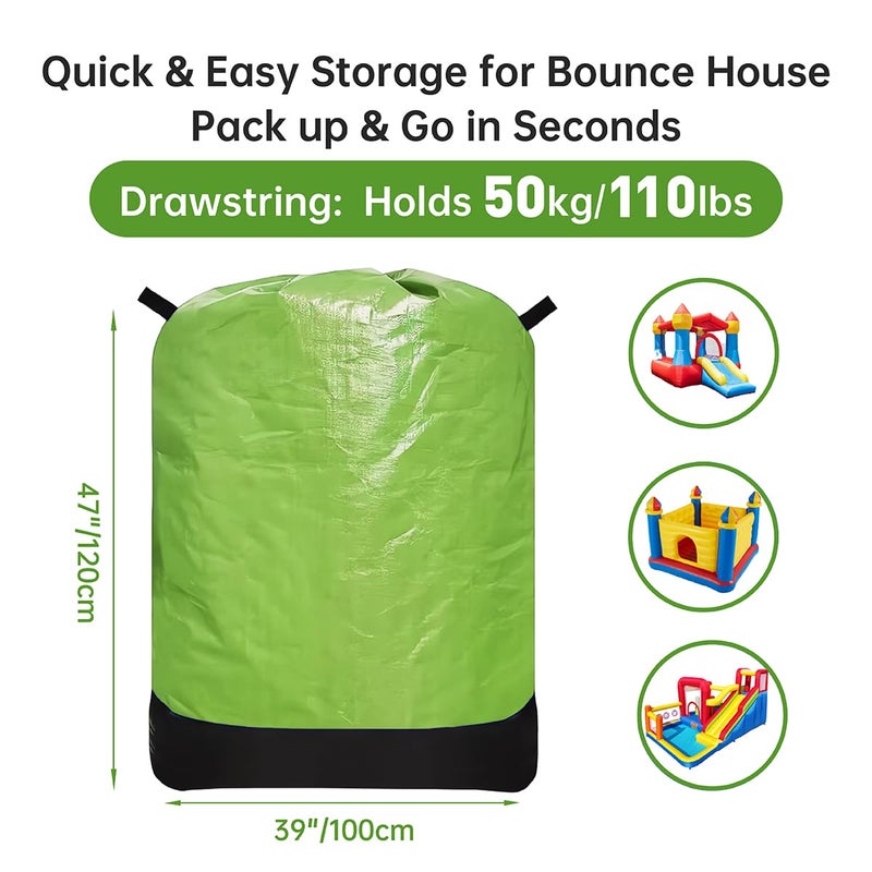 QYILUARE Heavy Duty Water-Resistant Inflatable Bounce House Storage Bag with Drawstring, Flat 39" x 47", for Residential & Commercial Use-Green - Image 2
