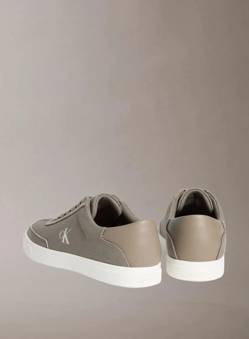 Calvin Klein Desert Taupe/Marshmallow Brooke - Canvas Signature Logo Trainers for Women | Best Price UAE
