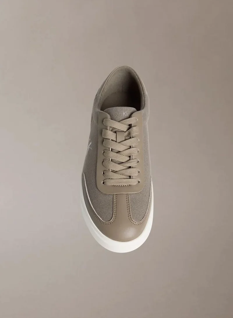 Calvin Klein Desert Taupe/Marshmallow Brooke - Canvas Signature Logo Trainers for Women | Best Price UAE