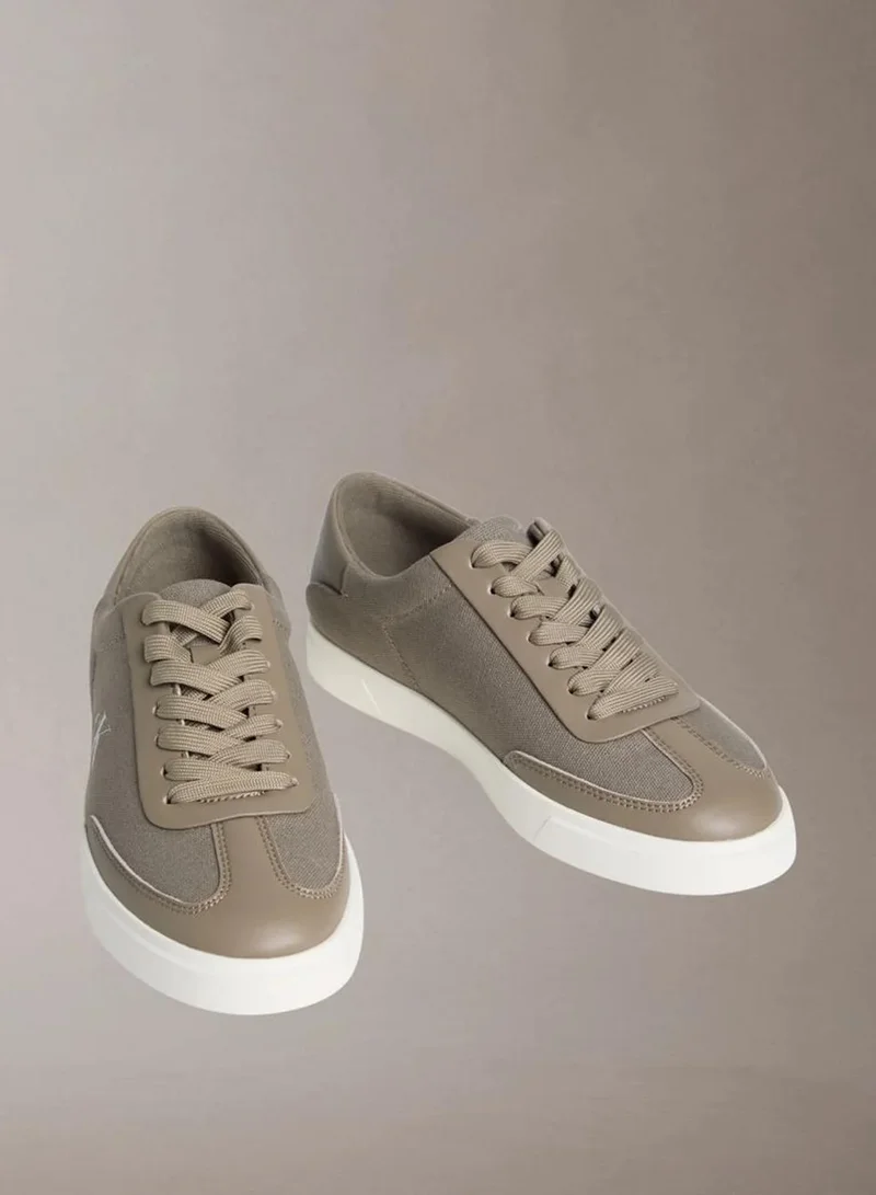 Calvin Klein Desert Taupe/Marshmallow Brooke - Canvas Signature Logo Trainers for Women | Best Price UAE