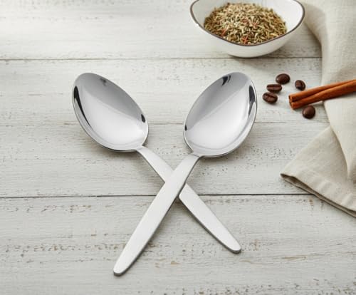 BNAZIND 2-Pack Chef Kunz Sauce Spoon | Silverware 18/10 Stainless Steel Silver Culinary Serving Spoons | 9 Inch Basting, Quenelle, Dinner, Plating, Chef Cooking Spoon | Dishwasher safe - Image 5