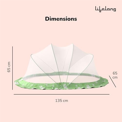 Lifelong Cozy Baby Mosquito Net for Bed|Umbrella Design with Premium Honeycomb Mesh | Portable Foldable Canopy for Infant & Kid Protection|Soft, Breathable,Safe Fabric | 0–2 Years, 90x60x45 (LLCMNK01) - Image 4