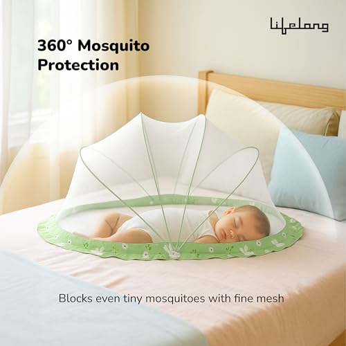 Lifelong Cozy Baby Mosquito Net for Bed|Umbrella Design with Premium Honeycomb Mesh | Portable Foldable Canopy for Infant & Kid Protection|Soft, Breathable,Safe Fabric | 0–2 Years, 90x60x45 (LLCMNK01) - Image 3