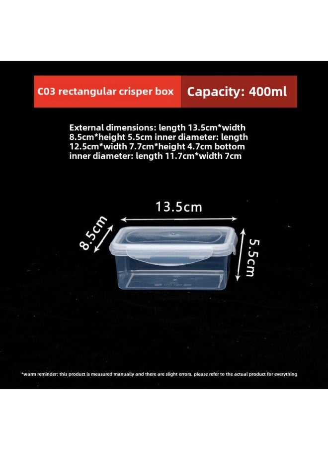 Generic - Factory Direct Multi-buckle Commercial Crisper Food Grade Refrigerated Heated Crisper Storage Sealed-Specifications:Rectangular C 03 400ml-Color:Transparent - Image 1