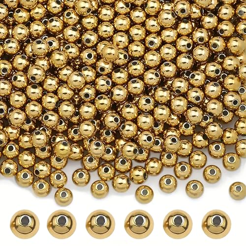 INDIKONB Gold Pearl Beads for Crafts and Jewelry Making | CCB Plastic Beads for Jewelry, Craft, and DIY Projects | Ideal for Bracelets, Necklaces, and Embellishments (Gold-10mm) - Image 1
