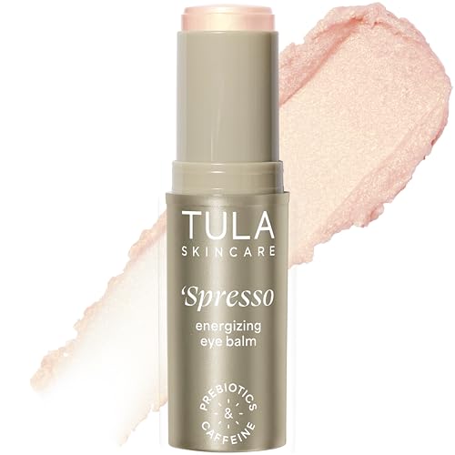 TULA Skin Care Spresso Energizing Eye Balm Gold Glow Energizing Hydrating Caffeine Under Eye Treatment for Dark Circles Portable and Perfect to Use Onthego 035 oz - Image 1