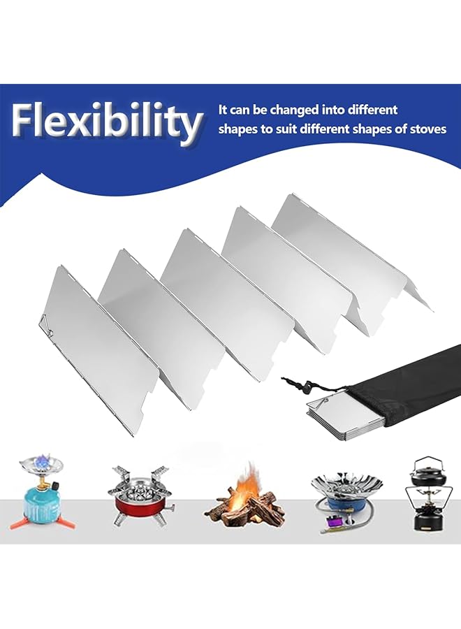 Generic Camping Stove Windscreen 10 Plates Folding Camp Stove Windshield with Drawstring Bag Aluminum Camping Burner Windshield Lightweight Compact Backpacking Stove Wind Guard for Picnic Hiking Cooking - Image 2