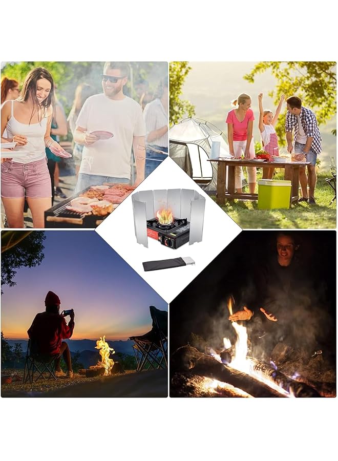 Generic Camping Stove Windscreen 10 Plates Folding Camp Stove Windshield with Drawstring Bag Aluminum Camping Burner Windshield Lightweight Compact Backpacking Stove Wind Guard for Picnic Hiking Cooking - Image 5