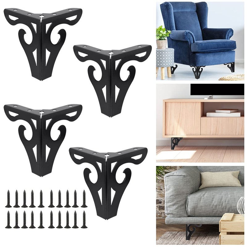 BUZIFU 4Pcs Furniture Legs 4 inch10cm Modern Sofa Legs Metal Triangle Furniture Feet TV Stand and Cabinet Legs Table Legs DIY Replacement with Screws for Cabinet Cupboard Sofa Couch Chair Ottoman - Image 1