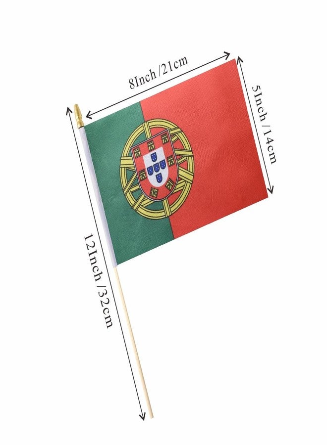 Ckexin 25Pack Small Portugal Flag Handheld Mini Portuguese Flags on Stick 5x8 Inch - Image 2