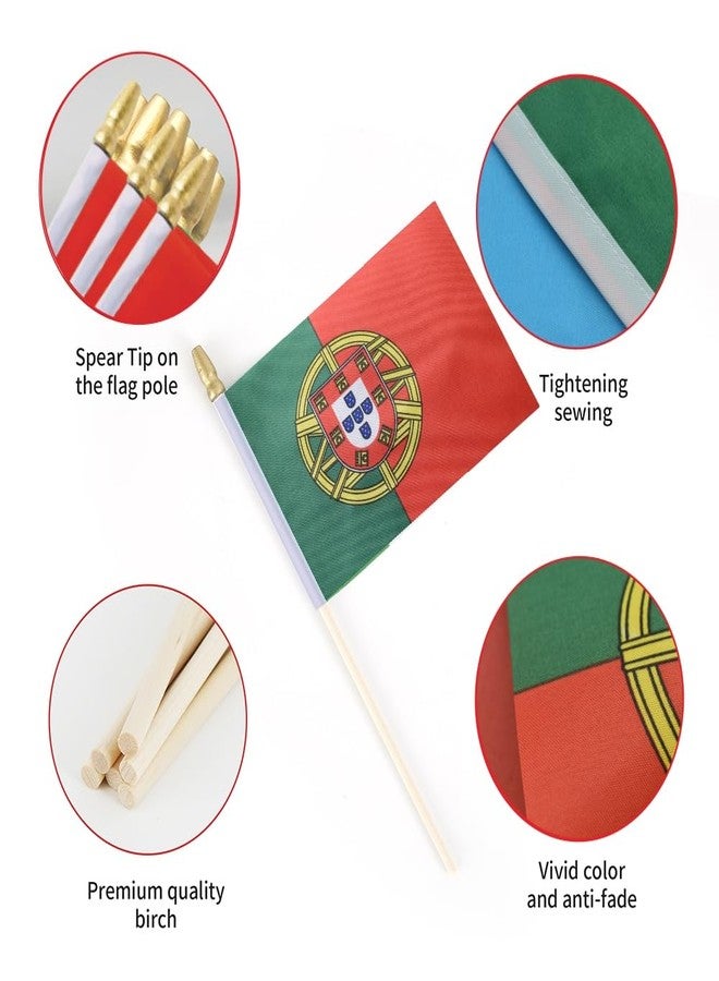 Ckexin 25Pack Small Portugal Flag Handheld Mini Portuguese Flags on Stick 5x8 Inch - Image 3