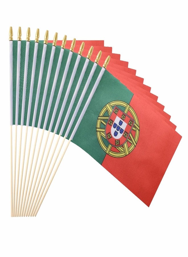 Ckexin 25Pack Small Portugal Flag Handheld Mini Portuguese Flags on Stick 5x8 Inch - Image 1