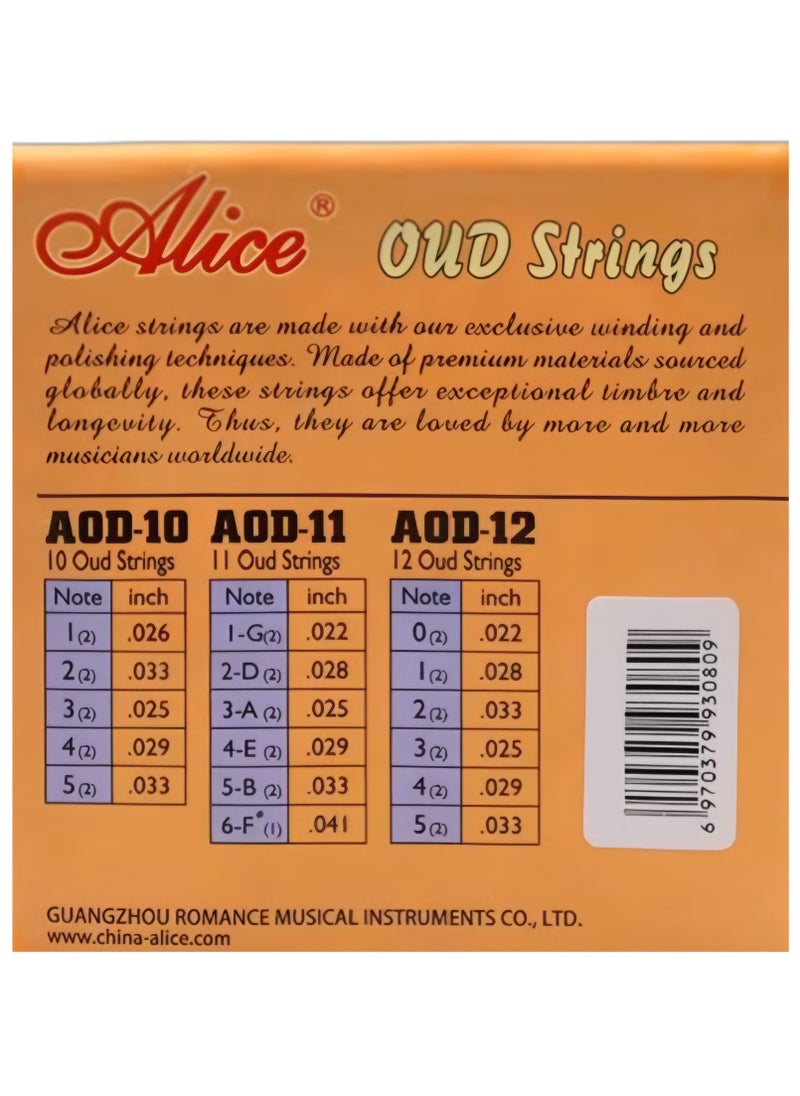 Alice AOD-12 Arabian Lute Aoud Oud String Set of 12 Nylon & Silver Plated Copper Alloy Oud Strings  - Image 2