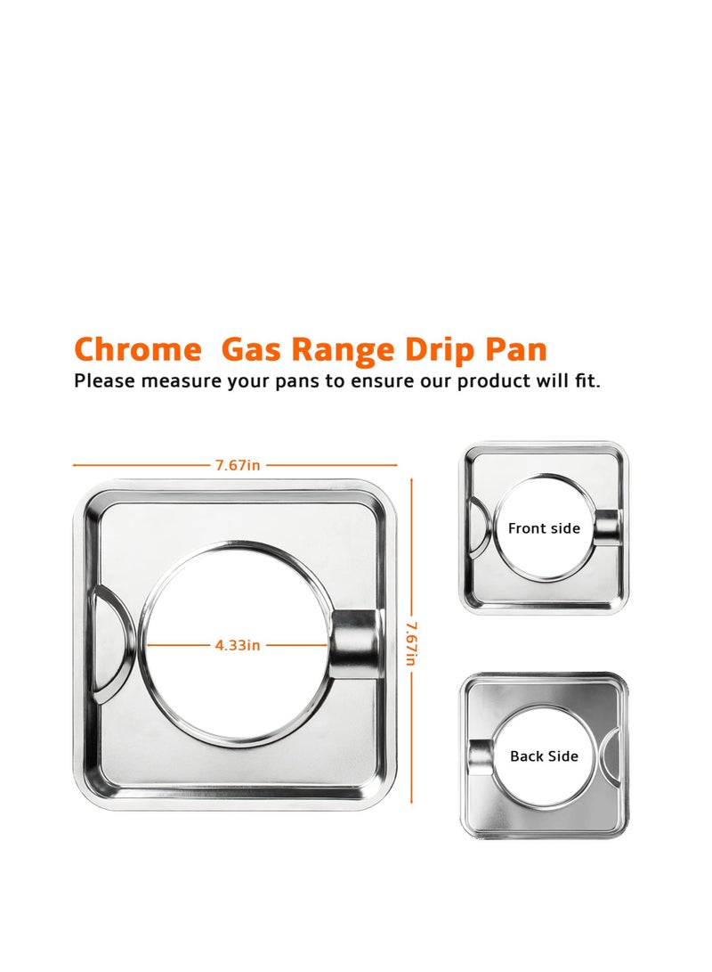 SOLARAE Gas Range Drip Pan, 4Pcs SGP-400 Replacement Gasburner Bib Liner Covers, 7.65 x7.65'' WP786333 786333 AP6011553 PS11744751 (Chrome Square) - Image 2