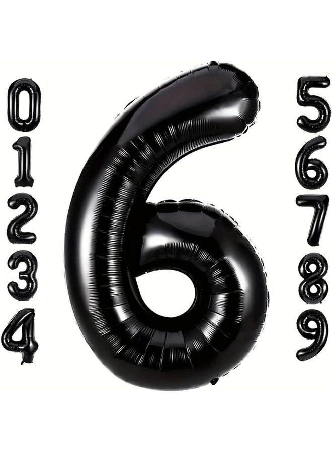 Model 6 Black 16 Inch Foil Number Balloon Set 0 9 For Birthday Party Decor - Image 2