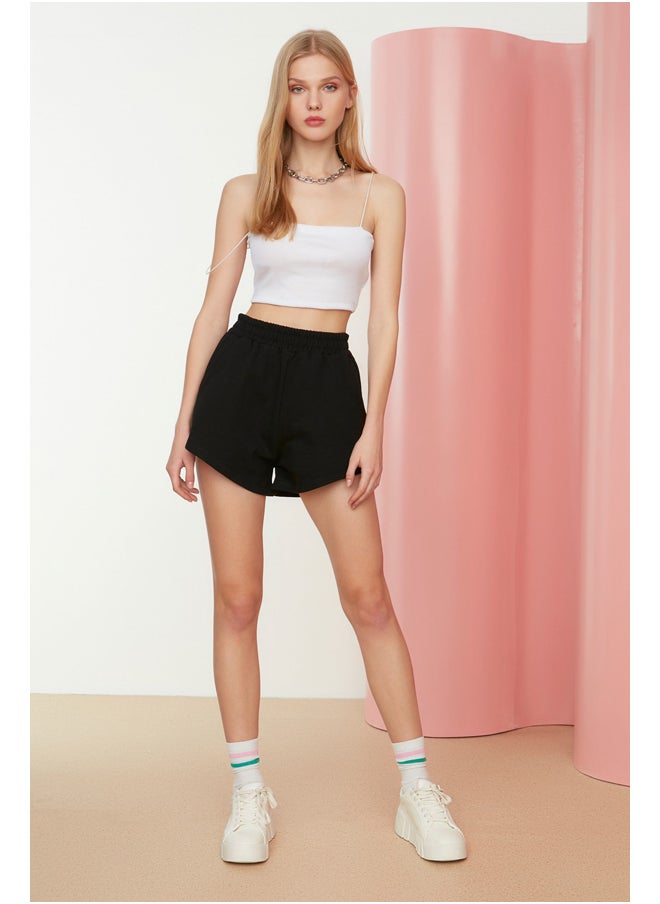 trendyol - Black High Waist Knitted Shorts TWOSS21SR0086 - Image 1