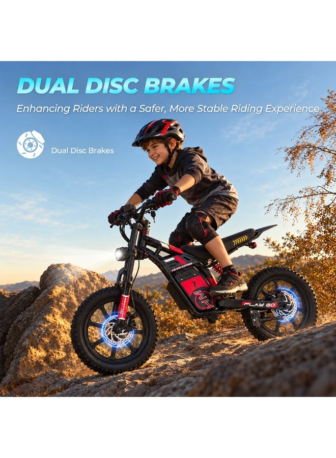 Wind Horse Kids Electric Bike 250W Motor, 25KM/H Max Speed, 36V10Ah Battery, 30 KM Range, Artificial Engine Sound, Bluetooth Speaker, Dual Suspensions, Digital Display, 3 Speed Mods, 16 Inches Tires, Dual Disc Brake (3-10 Age) - Image 4