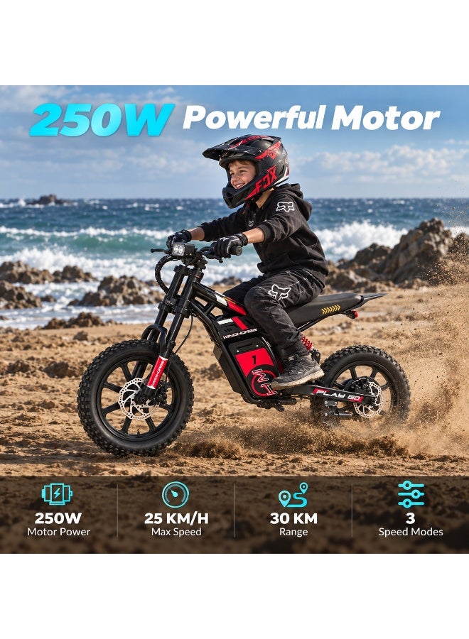 Wind Horse Kids Electric Bike 250W Motor, 25KM/H Max Speed, 36V10Ah Battery, 30 KM Range, Artificial Engine Sound, Bluetooth Speaker, Dual Suspensions, Digital Display, 3 Speed Mods, 16 Inches Tires, Dual Disc Brake (3-10 Age) - Image 3