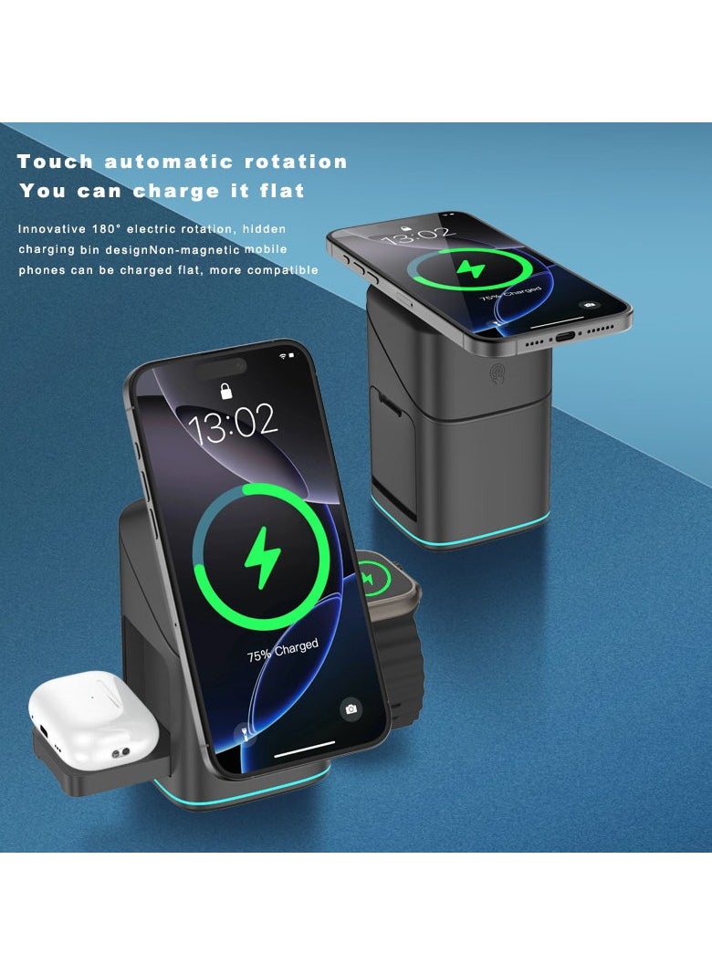linkship 3-in-1 Wireless Charging Station - Fast 15W Charger for iPhone, Android, Smartwatch & Earbuds, Foldable Design, Stylish Home Decor  - Image 4