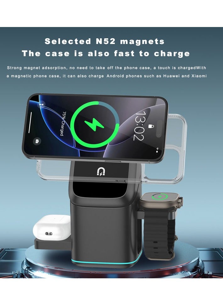 linkship 3-in-1 Wireless Charging Station - Fast 15W Charger for iPhone, Android, Smartwatch & Earbuds, Foldable Design, Stylish Home Decor  - Image 2