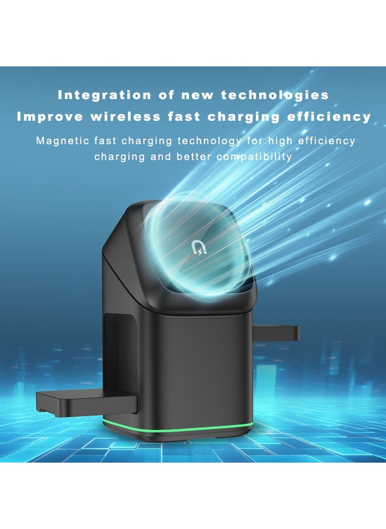 linkship 3-in-1 Wireless Charging Station - Fast 15W Charger for iPhone, Android, Smartwatch & Earbuds, Foldable Design, Stylish Home Decor  - Image 3