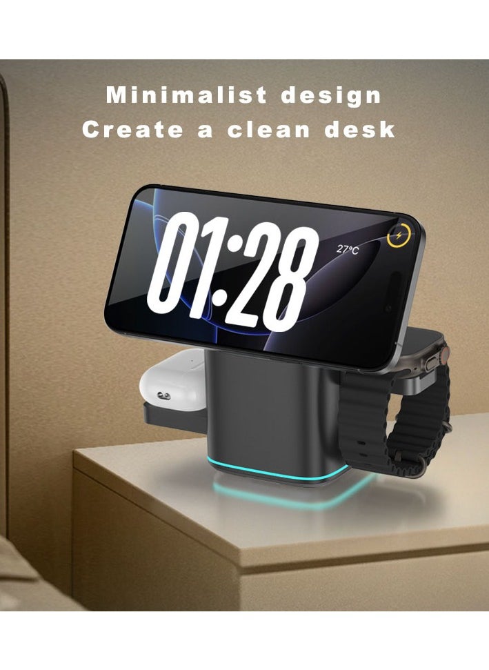linkship 3-in-1 Wireless Charging Station - Fast 15W Charger for iPhone, Android, Smartwatch & Earbuds, Foldable Design, Stylish Home Decor  - Image 5