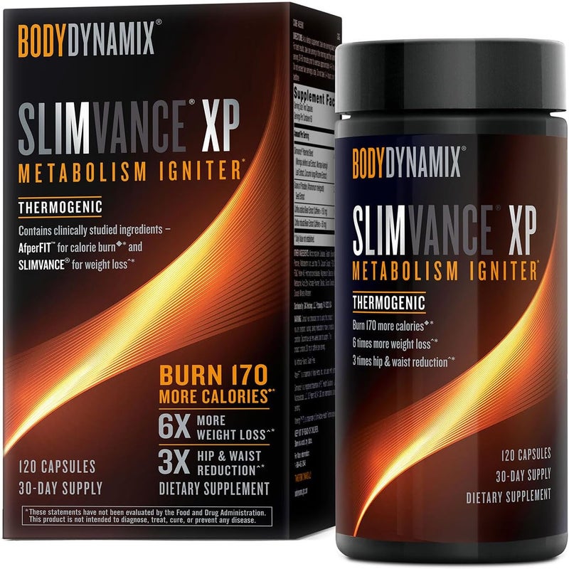 BodyDynamix Slimvance XP Metabolism Igniter Botanical Diet Support Advanced Thermogenic Burn More Calories Weight  Fat Loss Energy Focus For Men  Women Proven Ingredients  Caffeine 120 Count 30 Svg - Image 1