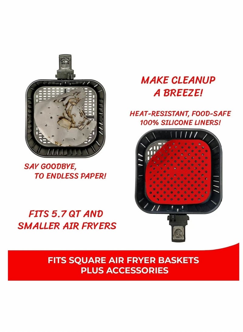 Reusable Air Fryer Liners 7.5 Inch Square, Food-Grade Silicone Non-Stick Silicone Mats, Air Fryer Accessories For COSORI, INSTANT VORTEX, NUWAVE, POWER XL, AND MORE (7.5“)  - Image 5