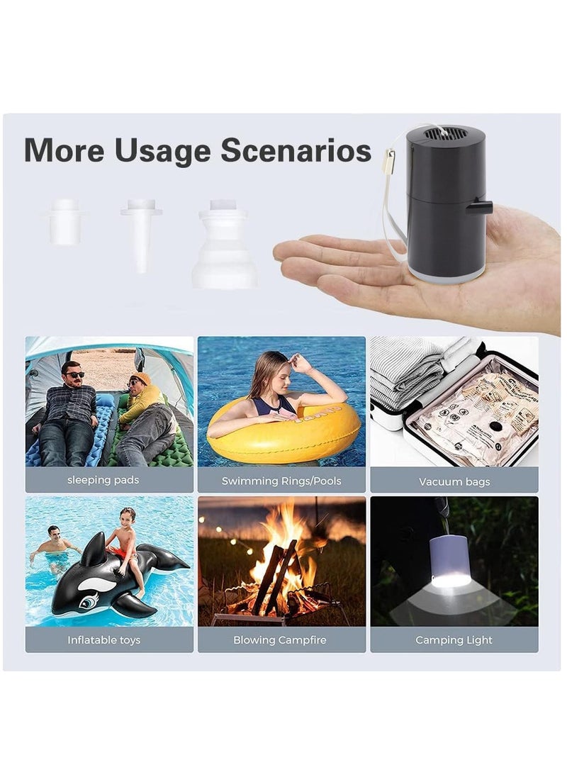 XiuWoo - 3 in 1 Rechargeable Mini Electric Portable Air Pump, Vacuum Bag Pump, Camping Light with 1300mAh Battery for Inflatables or Deflate for Swimming Ring, Air Bed, Mattress Vacuum bags - Image 1