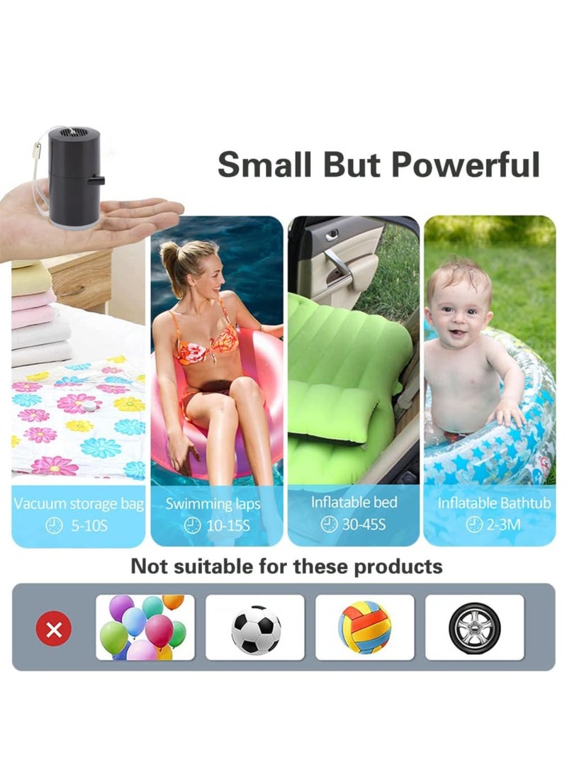 XiuWoo - 3 in 1 Rechargeable Mini Electric Portable Air Pump, Vacuum Bag Pump, Camping Light with 1300mAh Battery for Inflatables or Deflate for Swimming Ring, Air Bed, Mattress Vacuum bags - Image 1