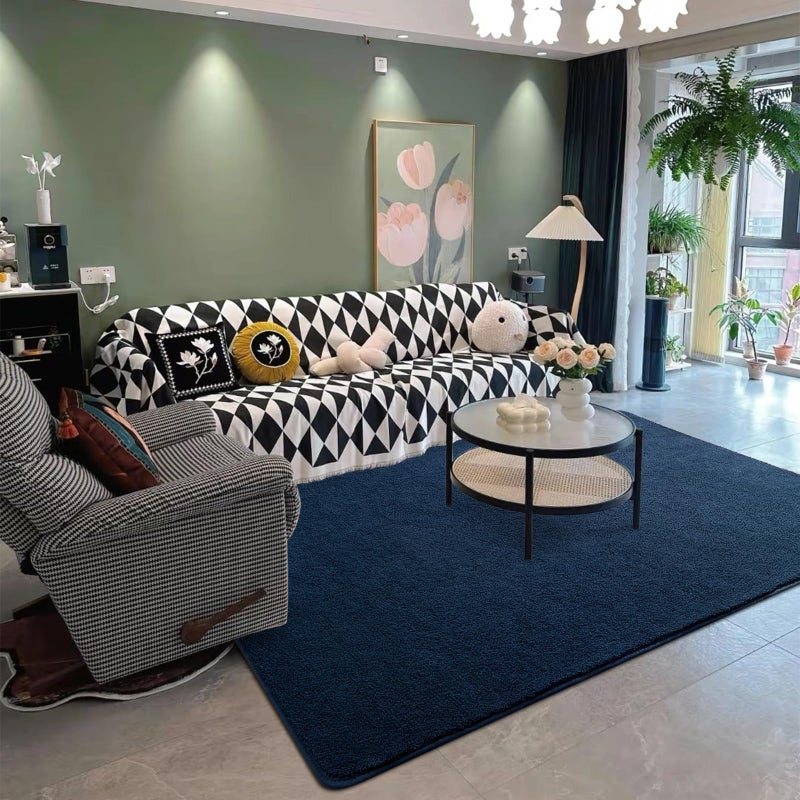 DweIke DweIke Modern Navy Blue Area Rugs for Bedroom Living Room  4x6 ft Thickened Memory-Foam Indoor Carpets  Minimalist Style Carpet Suitable for Boys Girls and Adults with Super Soft Touch  Washable - Image 5