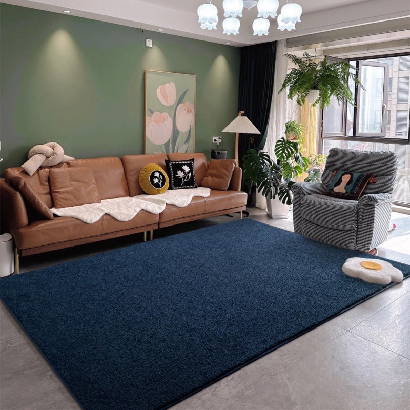 DweIke DweIke Modern Navy Blue Area Rugs for Bedroom Living Room  4x6 ft Thickened Memory-Foam Indoor Carpets  Minimalist Style Carpet Suitable for Boys Girls and Adults with Super Soft Touch  Washable - Image 4