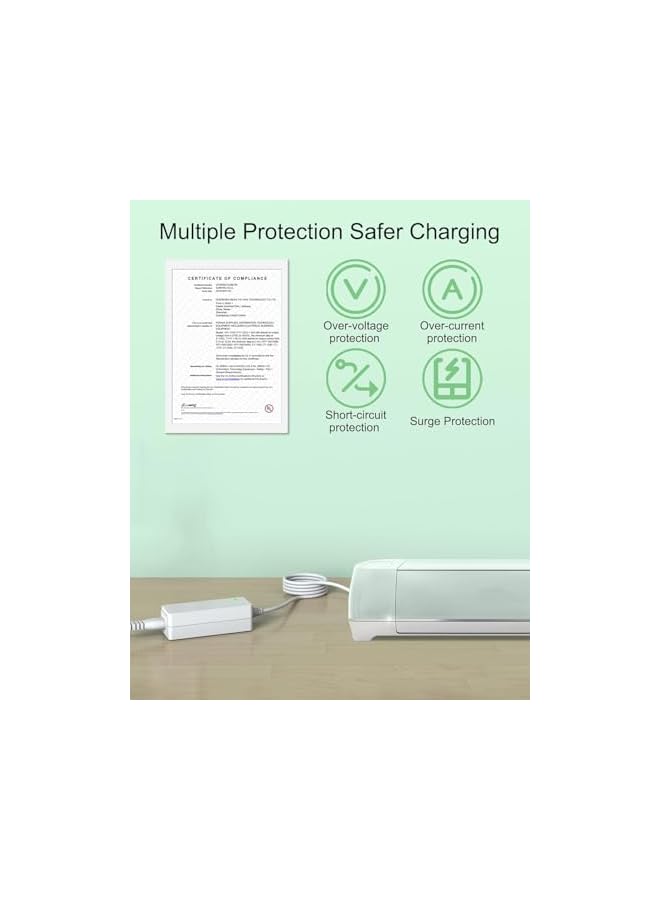 PROMASS Power Cord for Cricut Explore Air 2, DC 18V Charger for Cricut Explore, Explore Air, Expression, Expression 2, Maker, Create Replacement for Cricut Maker KSAH1800250T1M2 Cutting Power Supply (White) - Image 3