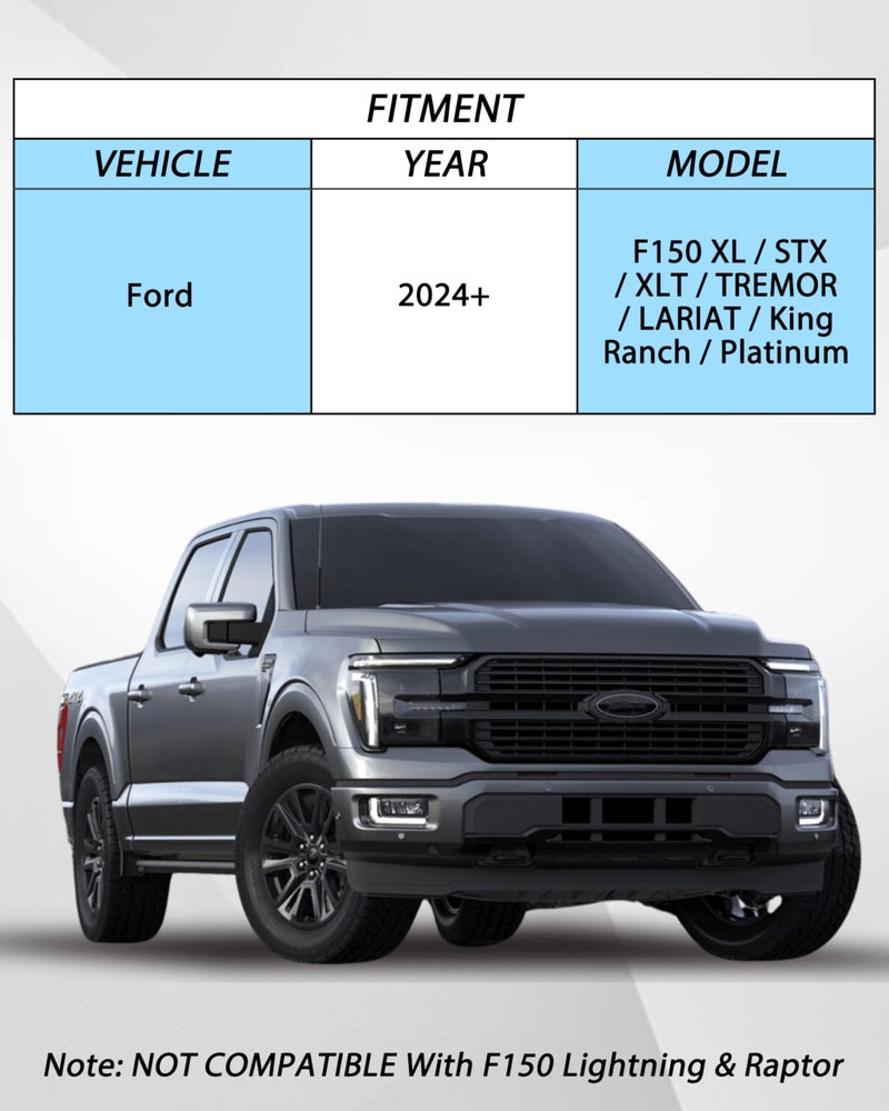 POKIAUTO شبكة مصد أمامي POKIAUTO لسيارة فورد F150 2024 2025، غطاء مصد أمامي سفلي مركزي مع شبكة، لوحة فاصل إدخال لملحقات فورد F-150 XL STX XLT TREMOR LARIAT King Ranch Platinum - Image 2