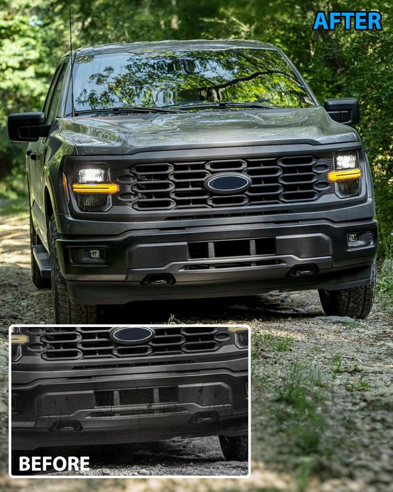 POKIAUTO شبكة مصد أمامي POKIAUTO لسيارة فورد F150 2024 2025، غطاء مصد أمامي سفلي مركزي مع شبكة، لوحة فاصل إدخال لملحقات فورد F-150 XL STX XLT TREMOR LARIAT King Ranch Platinum - Image 4