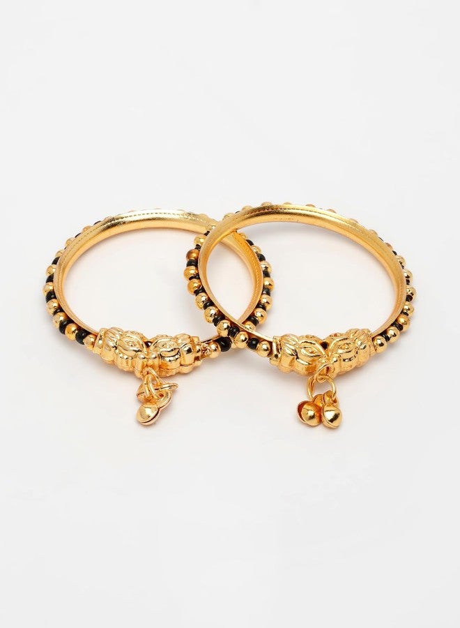 NVR Kids Set of 2 Rhodium-Plated Artificial Beads Nazariya Kada Bracelet - Image 3