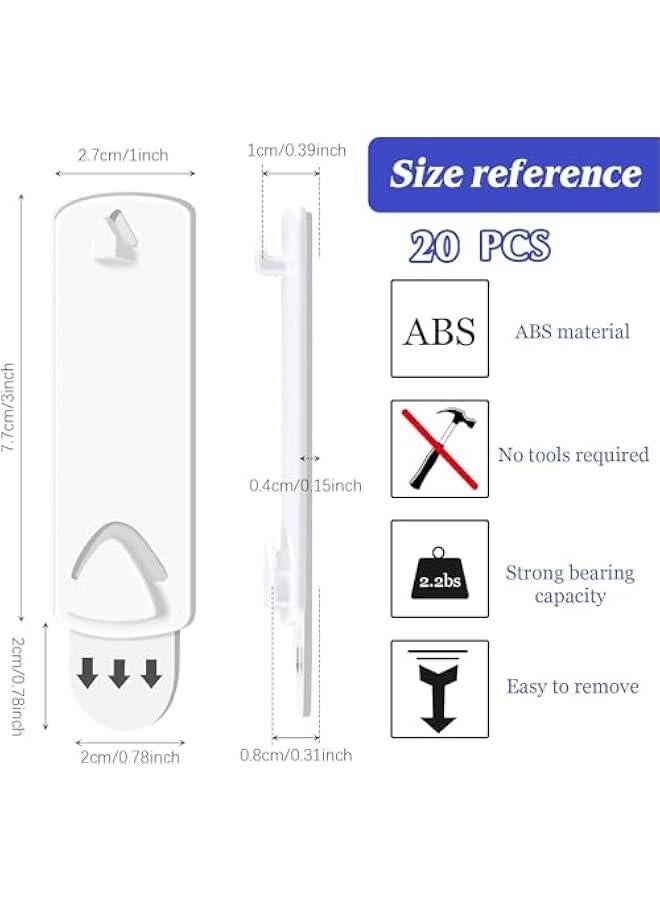 Picture Hangers Picture Hanging Kit Without Nails No Trace Adhesive Art Hanger for Bathroom Kitchen Home Door Closet White 20 s) - Image 2